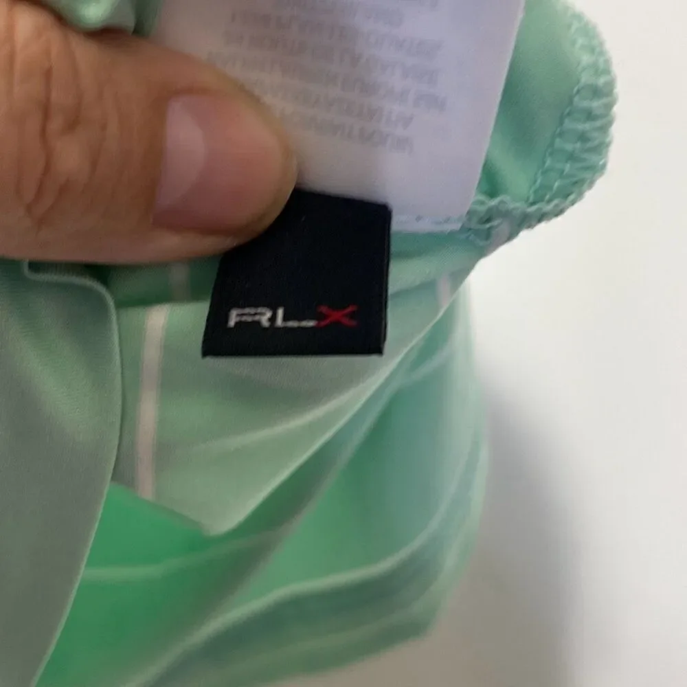 Ralph Lauren RLX Men's Green Stripe Short Sleeve Polo Shirt‎ Size Medium